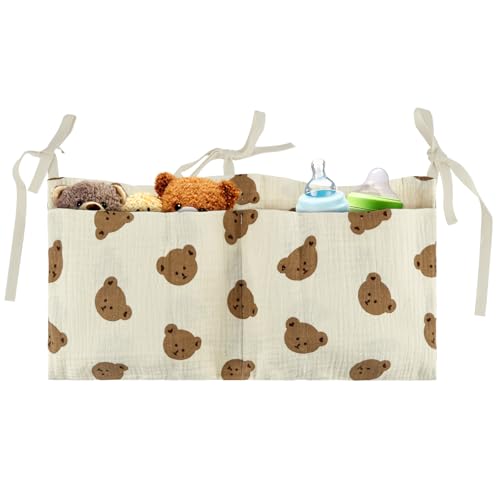 Flintronic Spjälsängsorganisatör, hängande väska för babysängar, förvaring för spjälsäng, skötsel, skötsel, organisatör, hängande spjälsängsorganisatör för blöjor, kläder, dregel haklappar leksaker