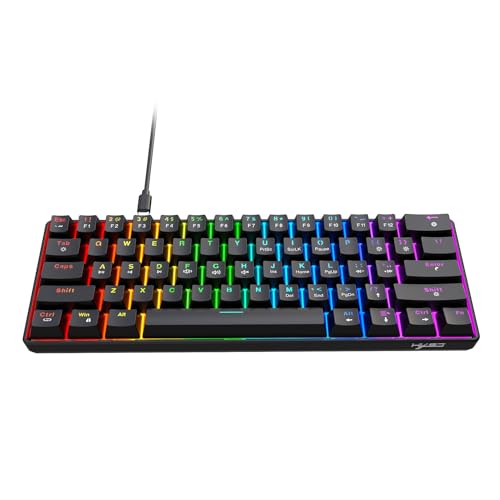 Clavier mécanique filaire 61 touches commutateur rouge RVB portable pour ordinateur