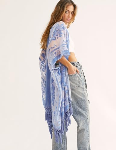 Image of MJ SERECA Women's Casual Long Velvet Kimono