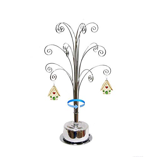 Hohiya Metal Ornament Display Tree Rotating Stand Ornaments Gift Decorations 16.75Inch(Silver) #TOP4