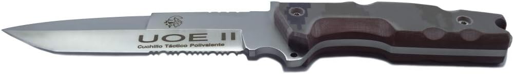 Forester UOE Tactical Knife - 5-3/4" Blade - Green-Beige Micarta Handle - Day Forest Camo