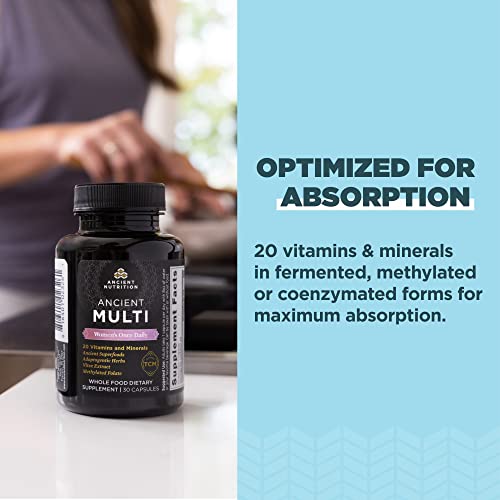 Ancient Nutrition Multivitamin for Women, Women's Once Daily Supplement, Methlyated Vitamin B, C, K2, Magnesium, Folate & Iron, Supports Bone Health, 30 Count - Image 5