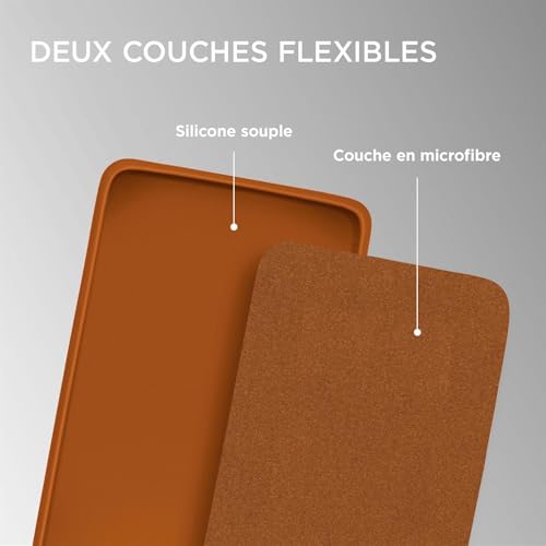 Coque silicone Samsung S21 FE 5G ONEFLOW marron mat antichoc double couche