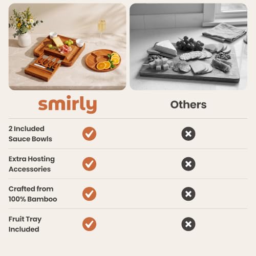 Image of SMIRLY Charcuterie Board Set with Serving Accessories, Bamboo Brown