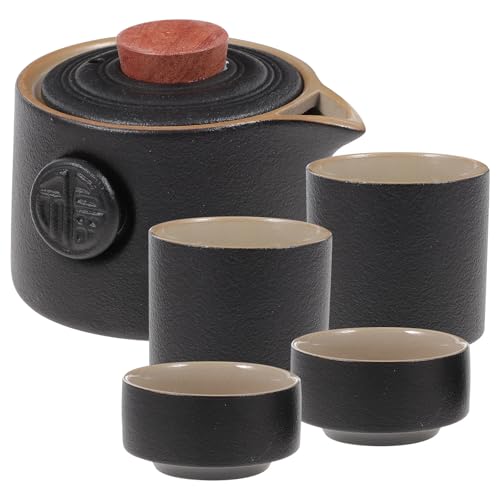 Juego de té decorativo de plástico resistente con tetera y tazas para viaje 2