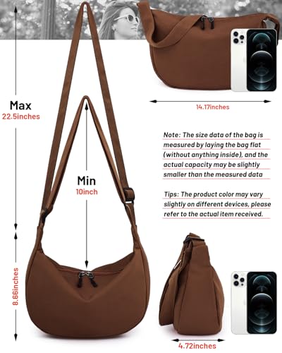 Image of Crossbody Crescent Bag for Women Men Trendy, Crescent Sling Bag with Adjustable Strap, 2 Zippers Lightweight