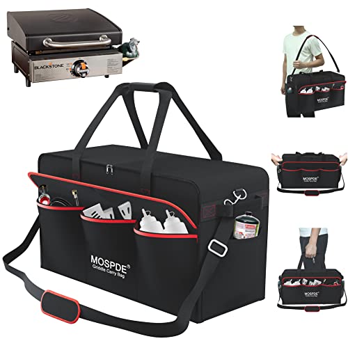 MOSPDE 17 Inch Griddle Cover Carry Bag for Blackstone 17 Inch Grill Table Top Griddle with Hood Lid Fits Blackstone 17 Grill Griddle with Grill Cover Carrying Bag 600D Heavy Duty Water-Resistant