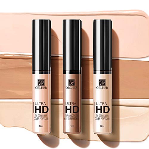 OBLHER B 3Pcs Liquid Concealer, High Definition Liquid Dark Circles Treatment Multi-Use Concealer, Include With 100 Light Sand 101 Roasted Walnut 119 Honey Three Colors