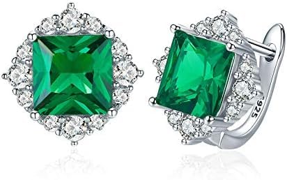 Boucles d'oreilles argent 925 et zircon vert carré, l'élégance intemporelle pour femme