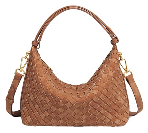 Bolso tejido de gamuza para mujer estilo tote y bandolera miniatura 1