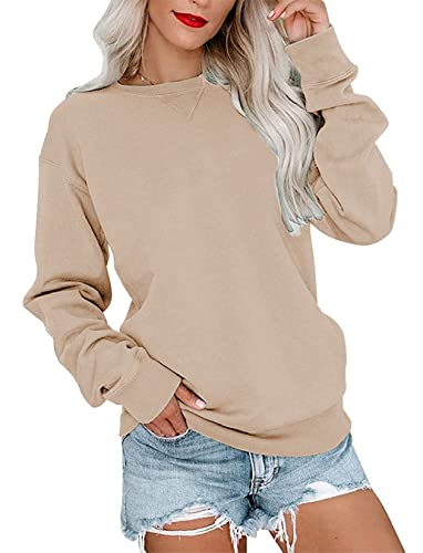 Image of PGANDS Womens Crew Neck Color Block /Solid Sweatshirts Tops Long Sleeve Casual Pullover Cute Lightweight Loose Tops