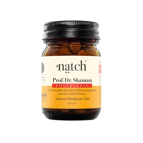 Natch Prof. Dr. Shaman Postbiotic Zahnpasta Tabs für empfindliches Zahnfleisch & Zähne mit Hydroxyapatit Zink Arginin & Heilpflanzen fluoridfrei vegan & mikrobiomfreundlich (85 Tabs)