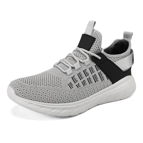 Zapatillas Correr Deportes Zapatillas de Running Transpirables para Hombre, Ligeras, atléticas, para Caminar, Antideslizantes, Gimnasio, cómodas, Informales, de Moda. (Grey, 43)