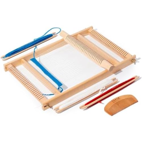 SENKAR 手織り機 卓上機織り機 編み機 織りキット 簡単操作 木製フレーム 調整可能 糸付き 初心者向け 子ども 大人 手芸用品 知育玩具 ギフト 松材 (ブナ材)