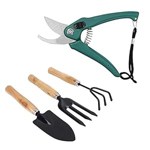 JINPRI Garden Tool Set Combo with Flower Cutter Heavy Gardening Cut Tool with Garden Tool Set(Wooden Handle and Black…