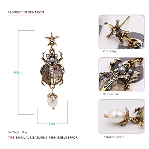 Beetle Insect Earrings for Women, Cute Beetle Earrings, Rhinestone Pearl Insect Dangle Earring Hypoallergenic, Star Skull Beetle Earring Studs, Cubic Zirconia Beetle Drop earrings, Cute Insect Jewelry Funny earring2