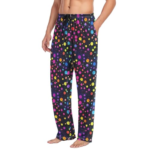 ALAZA Rainbow Color Polka Dots Galaxy Men’s Pajama Pants Soft Long Sleep Pants Lounge Pajama Bottoms with Pockets4