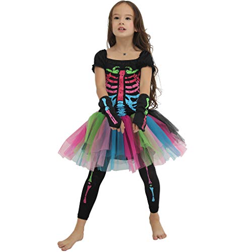 Preisvergleich Produktbild EraSpooky Mehrfarbig Skelett Kostüm Cosplay Halloween Party Karneval Fastnacht Kleid Faschingskostüme