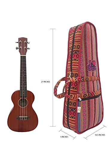 Image of The House of tara Modern Ukulele Bag | Ethnic Handloom Fabric Bag for Concerts | Multicolor | with External Zipper Pocket | Waterproof Padded Case | for Men and Women | Multicolor3