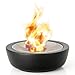 Produktbild blomus -FUOCO- Gelfeuerstelle L aus Keramik, Edelstahleinsatz, Tischfeuer inkl Löscher, wiederbefüllbare Feuerschale, exklusive Optik, Outdoornutzung (H / B / T: 10 x 32,5 x 32,5 cm, Schwarz, 65079)