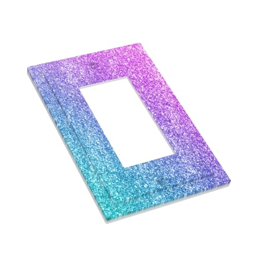 Decorative Outlet Covers Gillter Purple Pink Blue Gradient Sparkle 1 Gang Rocker Light Switch Cover Plate Single Decora Light Switch Covers Wall Plate Faceplate for Bedroom Home Decor