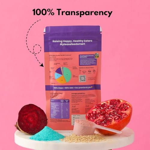 Feed Smart Iron Booster | Made with White Quinoa, Bajra, Ragi Flour, Beetroot & Pomegranate Extracts | Natural Spirulina & Elemental Iron | Supports Energy & Immunity | 75 Grams | Pack of 1