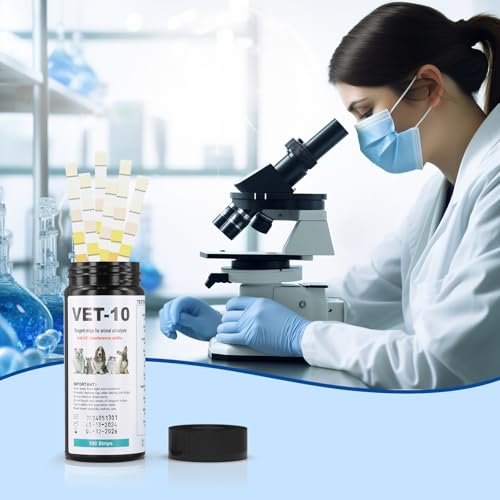 Anseom 100 Stück Urin Teststreifen, Haustier Ketose Teststreifen für 10 Indikatoren, Schnelltest Urinanalysestreifen, Reagenzstreifen Haushalt für Katzen und Hunde