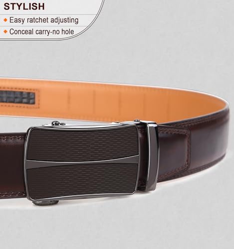 Image of Men's Belt,Bulliant Leather Adjustable Belt for Men Dress Casual 1 3 /8,Trim to Fit