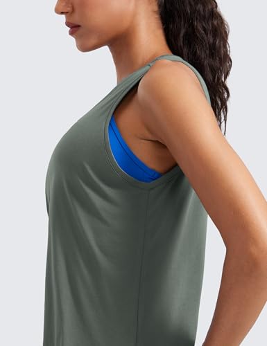 Best Rib Knit Tank Tops for Women Over 50: Tanks That Actually Fit Right and Make You Feel Amazing 12 CRZ YOGA Women's Pima Cotton Sleeveless Loose Tank Tops Exercise Gym Yoga Tops Athletic Shirts Grey Sage Medium