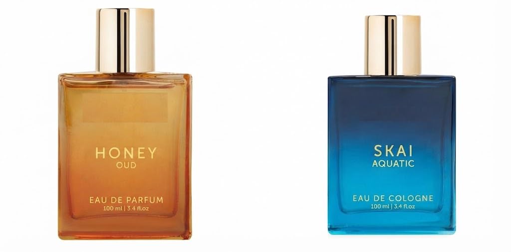 Luxury Honey & Skai Woda perfumowana 100 ml do każdego (2 sztuki) | Długotrwały spray zapachowy dla mężczyzn i kobiet, Premium Perfume Duo | Daily Wear Scent | Elegancki zestaw podarunkowy