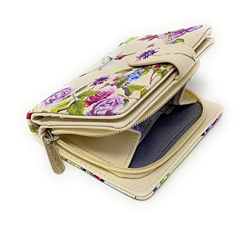 Shag Wear Vintage Hummingbird Small Wallet for Women and Teen Girls Vegan Faux Leather Beige 4.5"3