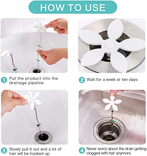 Alphaco Drain Hair Catcher, 12 Pack Flower Hair Catcher Shower Drain, Hair Stopper For Shower Drain, Shower Drain Hair Trap Remover, Drain Clog Remover, Snake Drain Hair Removal Tool. #TOP4
