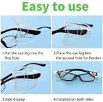 2 Pairs Safety Glasses Side Shields, Eye Protection,Flexible Clear Anti-Slip On Clear Side Shields Fits Small to Medium Eyeglasses