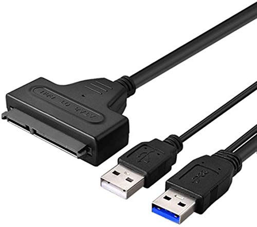 Wisenovo USB 3.0(5Gbps) SATA Adapter Cable Converter 22 pin for 2.5 inch SATA HHD SSD Hard Disk Laptop and DVD Driver Dual USB 3.0 to SATA with USB 2.0 Power Cable (Black)