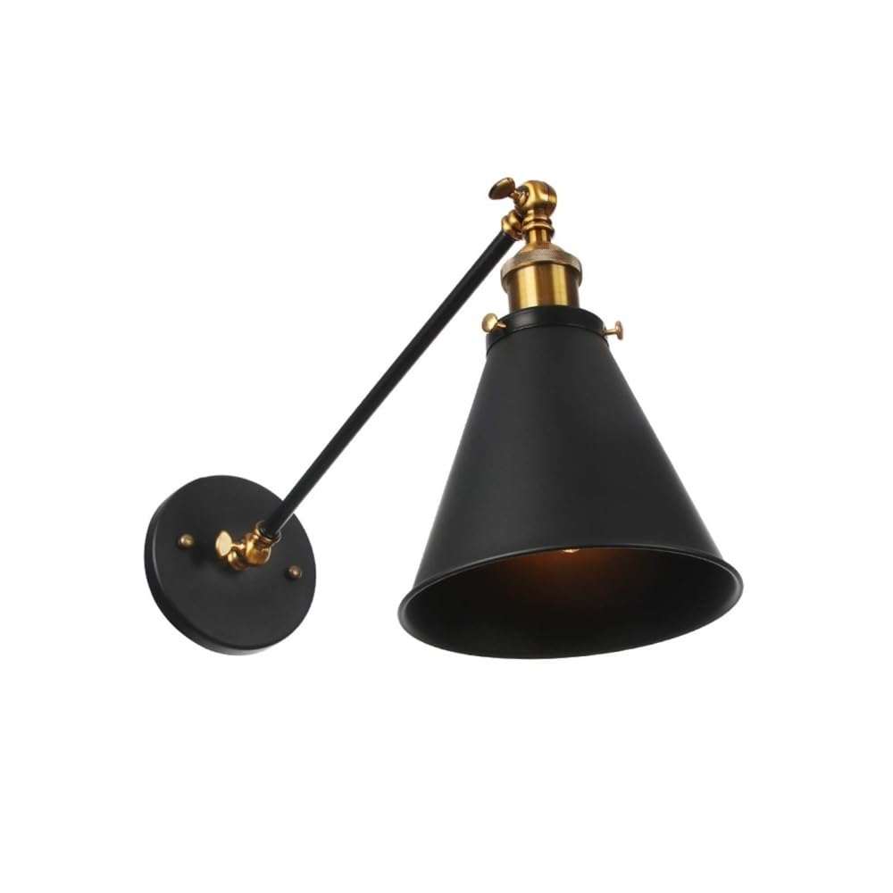 LUOYAOB Vintage Wall Sconce Chrome Wall Lamp Adjustable Swing Arm Light Industrial Metal Reading Lamp Antique Wall Mounted Fixture for Bedroom Bedside Living Room Study Hallway