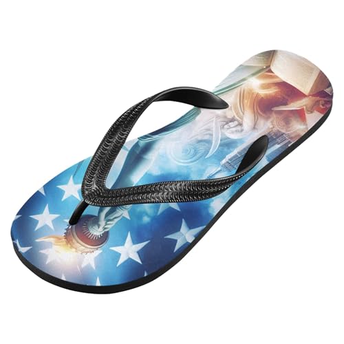 Burbuja Statue Of Liberty Flag Flip Flops for Women Men, Soft Thong Sandals Rubber Slippers for Pool Beach Essentials2