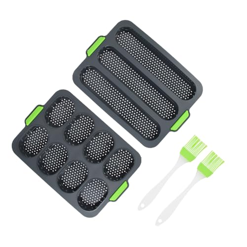 Tofficu シリコン製パン型 フレンチローフ ホットドッグ用 種多機能ベーキングトレイ 耐熱柔軟素材 食パン型付き 家用パン焼き型