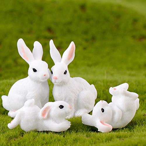 Amosfun Miniature Resin Rabbit Figurines Fairy Garde Miniature Ornament Moss Landscape Diy Crafts Plant Pots Figurine For Garden Easter Decor 12Pcs (Random Style) #TOP2