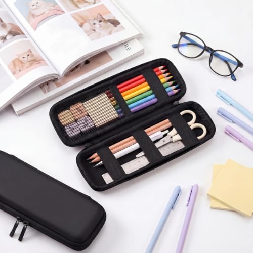 Image of Mudder Hard Shell Slim Pencil Case Small Pen Bag Stylus Case Holder EVA Waterproof Pocket Protectors Organizer for Fountain Pen Headphones Traveller Adults(Black)