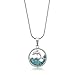 Gem Stone King Stunning Dolphin and Sea in a Circle with Blue Crystals Pendant and 16 Inch Chain