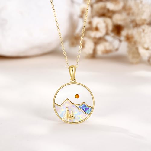 ELFRONT 14K Gold Mustard Seed Necklace 14K Solid Yellow Gold Faith Can Move Mountains Mustard Seed Mountains Pendant Jewelry for Women Christian Gift3