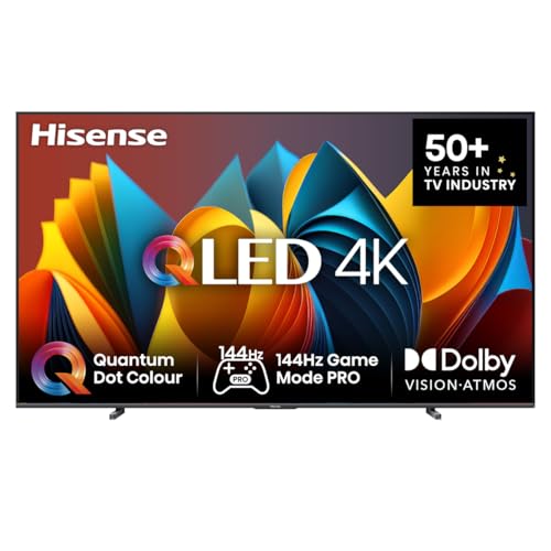 Bild zu Hisense 100E7NQ 254 cm (100 Zoll) Fernseher, 4K UHD, QLED, HDR10, HDR10+ decoding, HLG, Dolby Vision Atmos, 144Hz VRR, Smooth Motion, Bluetooth, Alexa Built-in, VIDAA Voice, Schwarz [2025]