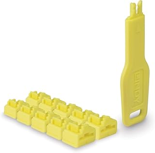 LINDY - Cerrojo RJ45 (10 Piezas) con Llave, Color Amarillo