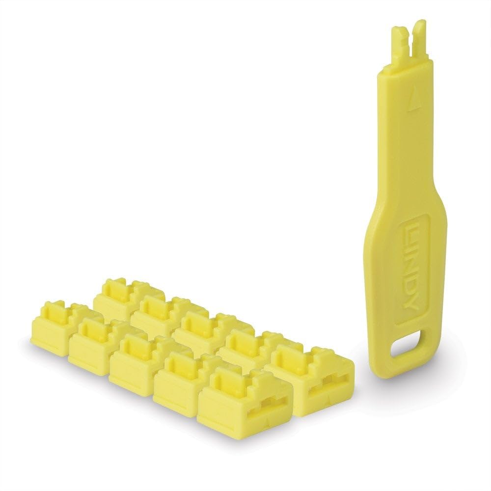 Lindy Yellow Rj45 Port Locks 10X + 1 Key