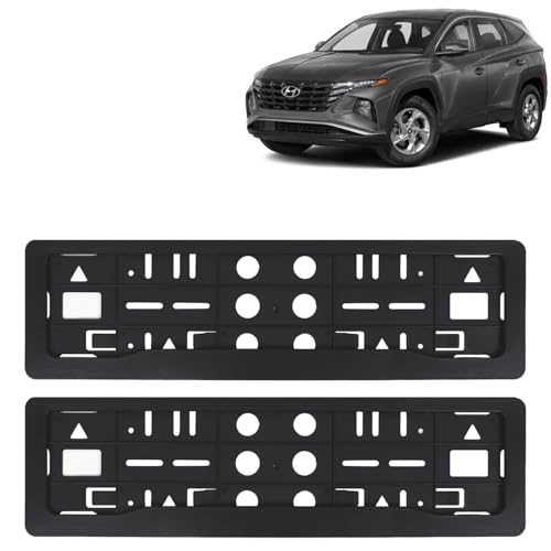 Image of KINGSWAY Tucson Car Number Plate Frames for All 2022 Onwards Models of Hyundai Car Registration Plate Holders, Black Licence Plate Covers (Front and Rear), Universal Size 51.5 x 14.5 cm