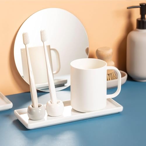 WUBAYI Weißes Badezimmer-Tablett – rechteckiges Schminktablett für Make-up/Schmuckorganisation – stilvoller Kosmetik-Organizer für Schminktisch/Küchentheke