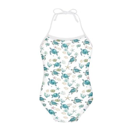 Image of Girls One Piece Swimsuit Summer Quick Dry Beach Sport Bathing Suit Halter Strap 1-10 Little Kids Toddler Swimwear