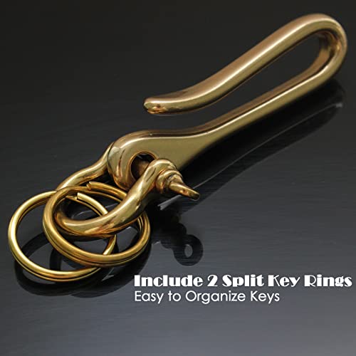 Cmvfyl Fish Hook Keychain,Belt Key Clip,Brass Keyring For Key Fob,Diy Leathercraft Accessories For Purse Handbag Wallet,Gold #TOP3