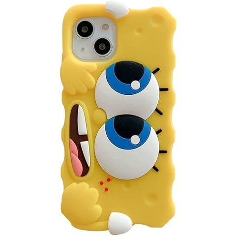 Ultra Thick Soft Case for Apple iPhone 3D Cartoon Anime Animation Cute Lovely Adorable Fun Cool Kids Girls (for iPhone 12/12 Pro, Yellow) Cover