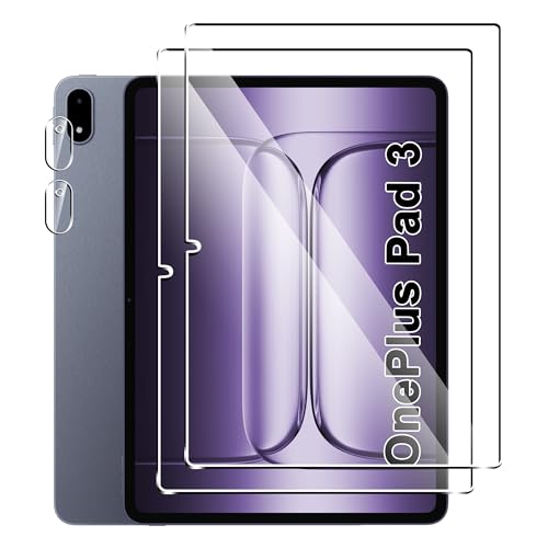 Suttkue Displayschutzfolie für OnePlus Pad 3 mit Kamera-Glas, Härtegrad 9H, kratzfest, gehärtetes Glas, 2 + 2 Stück
